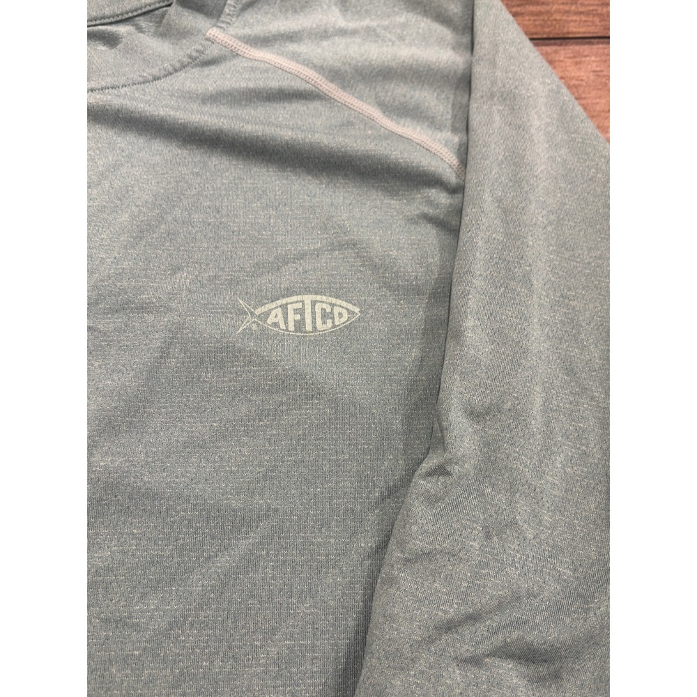 AFTCO Samurai Mens Long Sleeve Fishing Sun Shirt Blue Heathered AFTECH Large
